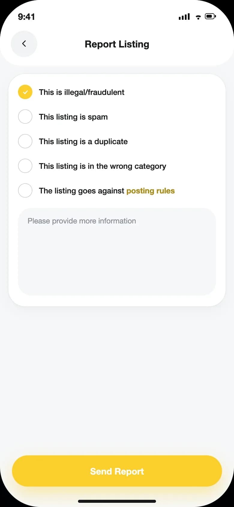 Report a listing